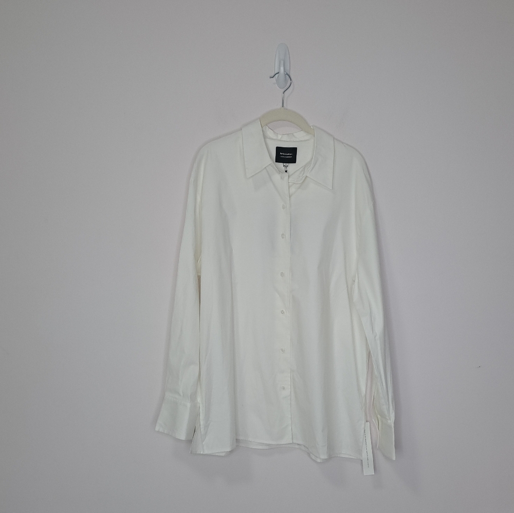 Reformation Laura Harrier Collins Shirt Bright White 6 NWT - Picture 5 of 9